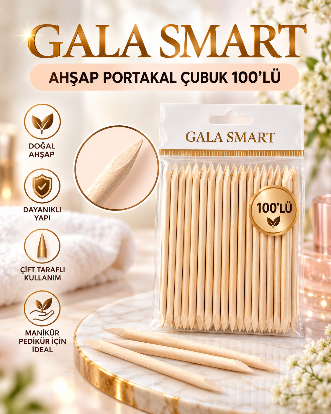 Ahşap Portakal Çubuk 100'lü resmi