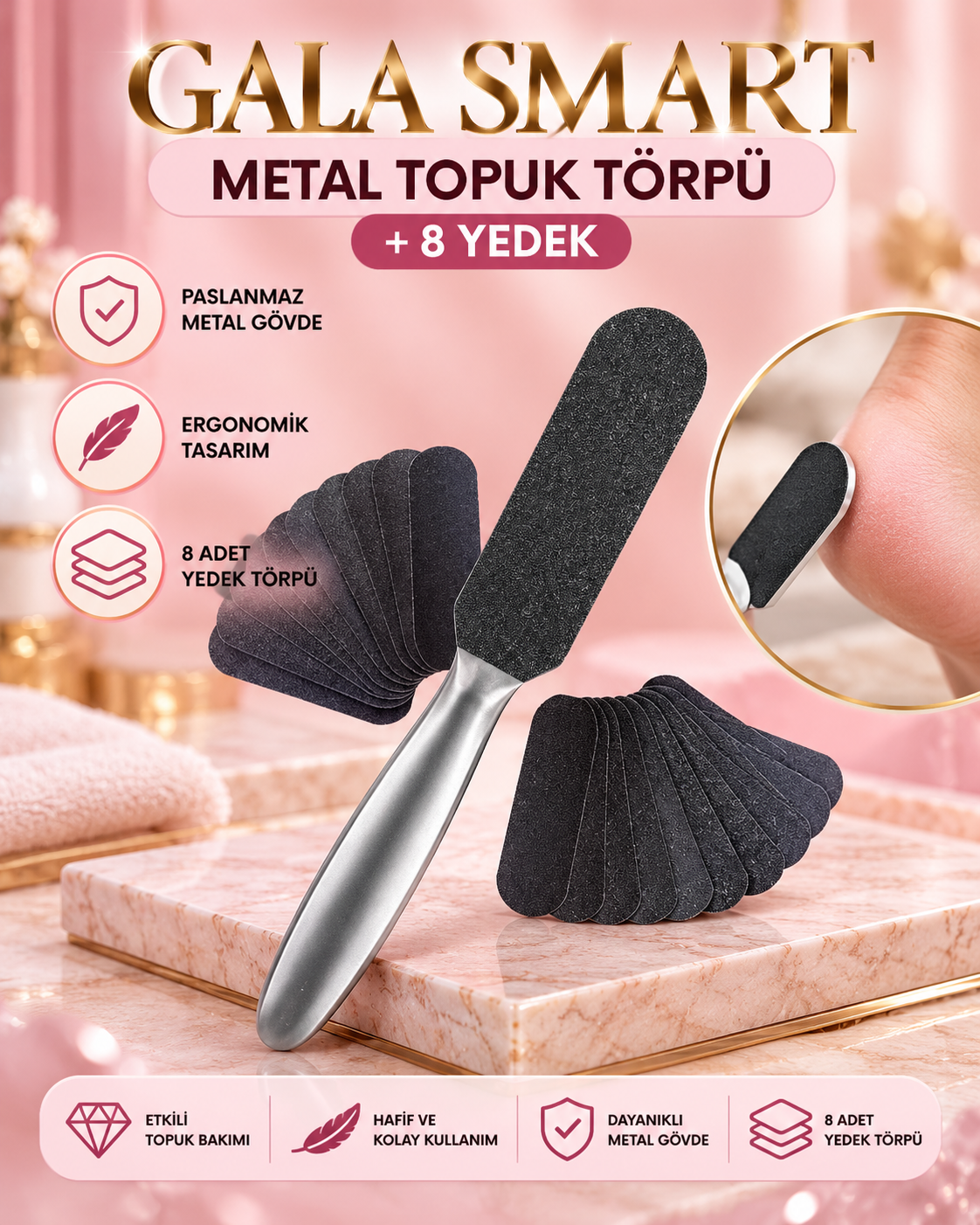 Metal Topuk Törpü + 8 Yedek resmi