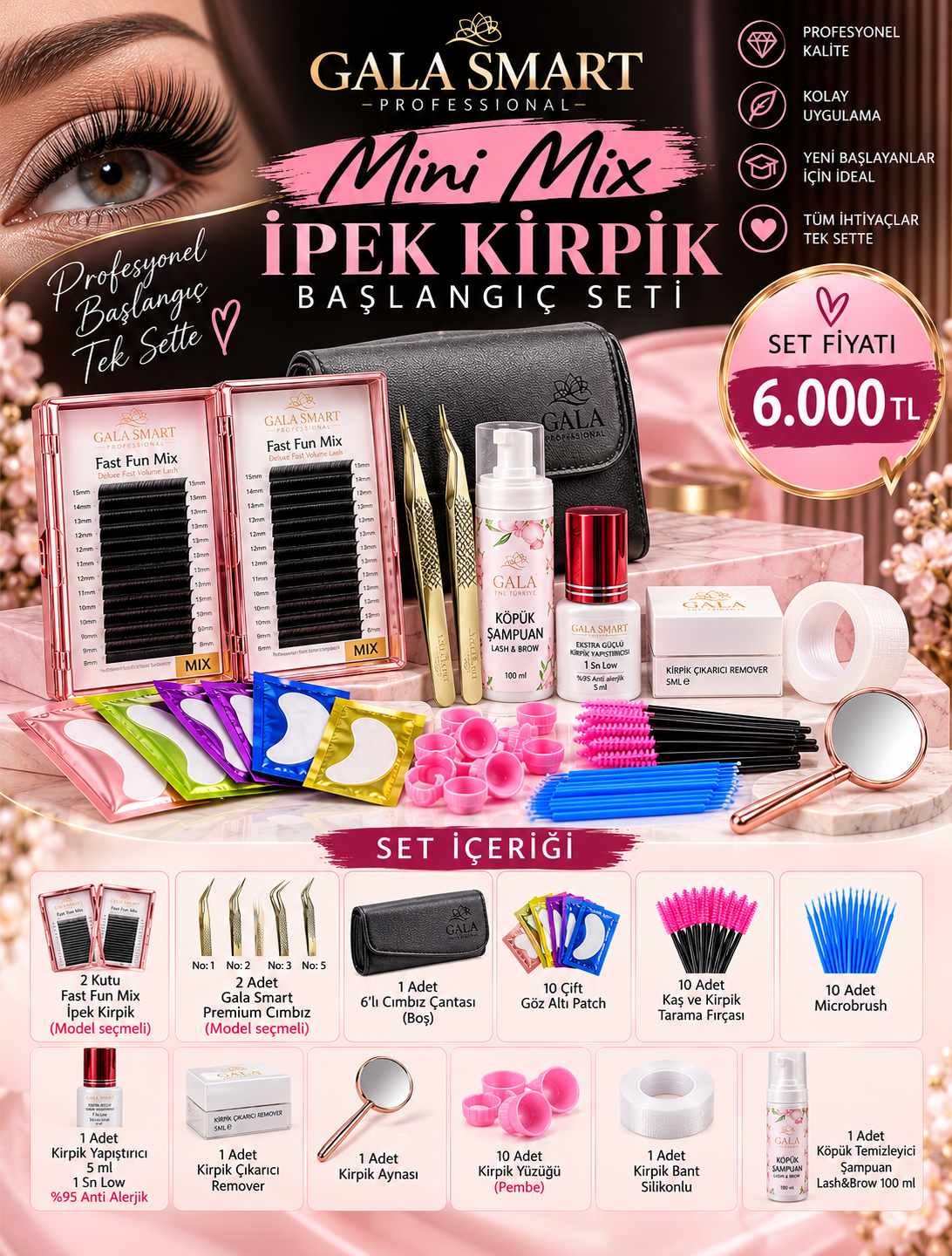 Mini İpek Kirpik Başlangıç Set resmi